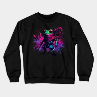 Cool Japanese Ninja Samurai Frog Ink Splash Art Crewneck Sweatshirt